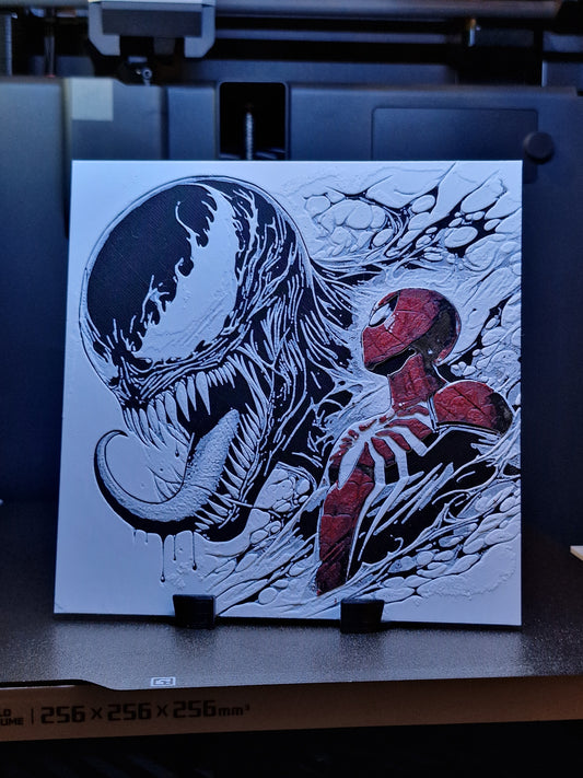3D Printed Venom & Spiderman Hueforge