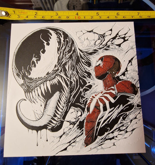 3D Printed Venom & Spiderman Hueforge